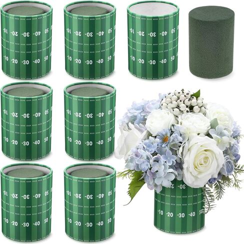 6 Set 5 Inch Baseball Table Centerpiece Sports Round Flower Box with Paper Removable Foam Vase for Artificial Flowers Baseball Utensil Holder Kitchen Home Party Decorations in Saudi Arabia