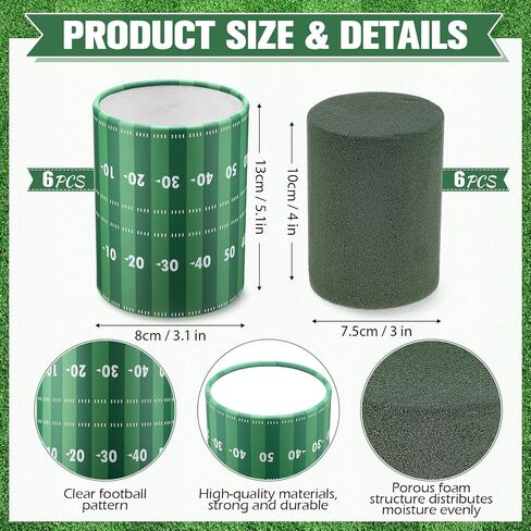 6 Set 5 Inch Baseball Table Centerpiece Sports Round Flower Box with Paper Removable Foam Vase for Artificial Flowers Baseball Utensil Holder Kitchen Home Party Decorations in Saudi Arabia