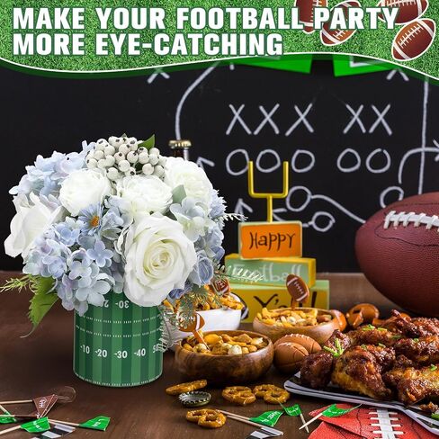6 Set 5 Inch Baseball Table Centerpiece Sports Round Flower Box with Paper Removable Foam Vase for Artificial Flowers Baseball Utensil Holder Kitchen Home Party Decorations in Saudi Arabia