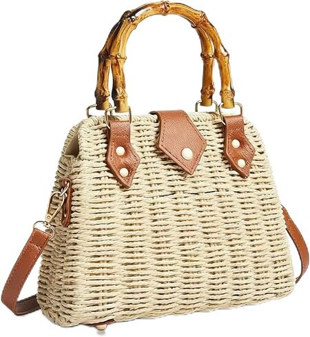 Straw Woven Crossbody Bag for Women Handwoven Rattan Beach Bag Boho Summer Handbag for Vacation Daily in Saudi Arabia