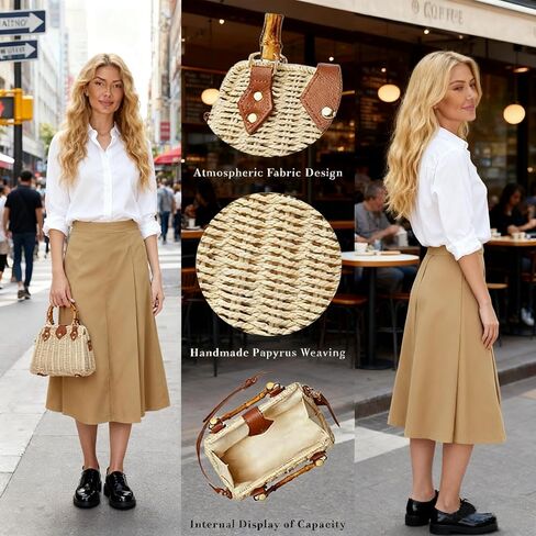 Straw Woven Crossbody Bag for Women Handwoven Rattan Beach Bag Boho Summer Handbag for Vacation Daily in Saudi Arabia