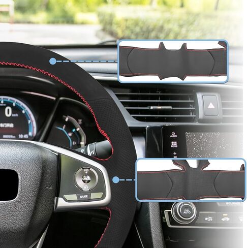 غطاء عجلة القيادة مصنوع يدويًا من الجلد المصنوع من الألياف الدقيقة متوافق مع Honda Civic 2016-2021 CRV 2017-2021 Clarity 2016-2018 Breeze 2020-2021 Crider Envix 2019-2020 DIY واقي عجلة القيادة in Saudi Arabia