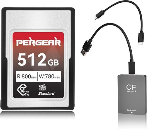 بطاقة ذاكرة Pergear 256GB CFexpress Type A، (عبوة من قطعتين)، الإصدار 2، سرعة قراءة تصل إلى 780 ميجابايت/ثانية وسرعة كتابة 780 ميجابايت/ثانية لتسجيل الفيديو/الصور بدقة 4K 120P، 8K 30P، متوافقة مع كاميرات Sony Alpha & FX in Kuwait