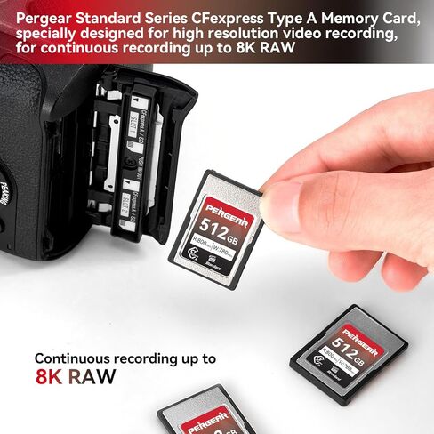 بطاقة ذاكرة Pergear 256GB CFexpress Type A، (عبوة من قطعتين)، الإصدار 2، سرعة قراءة تصل إلى 780 ميجابايت/ثانية وسرعة كتابة 780 ميجابايت/ثانية لتسجيل الفيديو/الصور بدقة 4K 120P، 8K 30P، متوافقة مع كاميرات Sony Alpha & FX in Kuwait