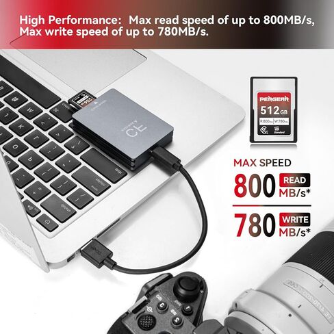 بطاقة ذاكرة Pergear 256GB CFexpress Type A، (عبوة من قطعتين)، الإصدار 2، سرعة قراءة تصل إلى 780 ميجابايت/ثانية وسرعة كتابة 780 ميجابايت/ثانية لتسجيل الفيديو/الصور بدقة 4K 120P، 8K 30P، متوافقة مع كاميرات Sony Alpha & FX in Kuwait