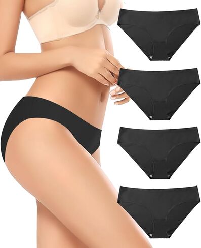 Women's Seamless Underwear No Show Stretch Bikini Panties Silky Invisible Hipster in Saudi Arabia