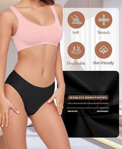 Women's Seamless Underwear No Show Stretch Bikini Panties Silky Invisible Hipster in Saudi Arabia