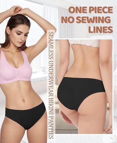 Women's Seamless Underwear No Show Stretch Bikini Panties Silky Invisible Hipster in Saudi Arabia