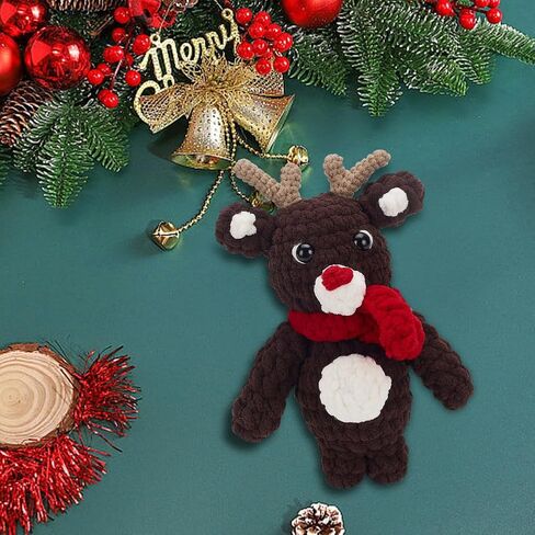 origach 3 مجموعات عيد الميلاد الكروشيه جنوم عدة للمبتدئين، DIY طقم الكروشيه للمبتدئين للبالغين، مجموعة الكروشيه كاملة مع فيديو تعليمي خطوة بخطوة لحلي حفلة عيد الميلاد in Saudi Arabia