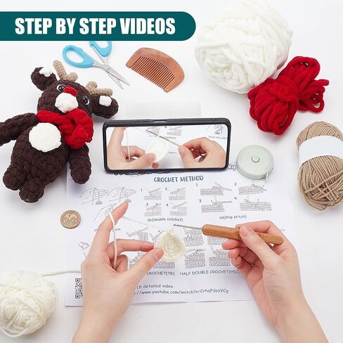 origach 3 مجموعات عيد الميلاد الكروشيه جنوم عدة للمبتدئين، DIY طقم الكروشيه للمبتدئين للبالغين، مجموعة الكروشيه كاملة مع فيديو تعليمي خطوة بخطوة لحلي حفلة عيد الميلاد in Saudi Arabia