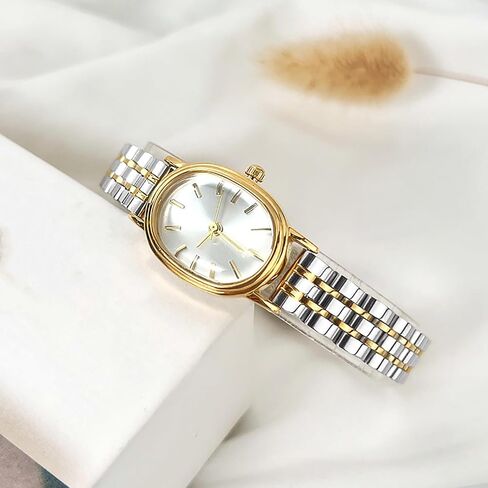 Women Small Gold Watch Watches for Oval Dial Luxur Stainless Steel Band Wrist Waterproof Quartz Watch in Kuwait