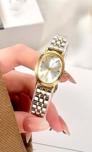 Women Small Gold Watch Watches for Oval Dial Luxur Stainless Steel Band Wrist Waterproof Quartz Watch in Kuwait