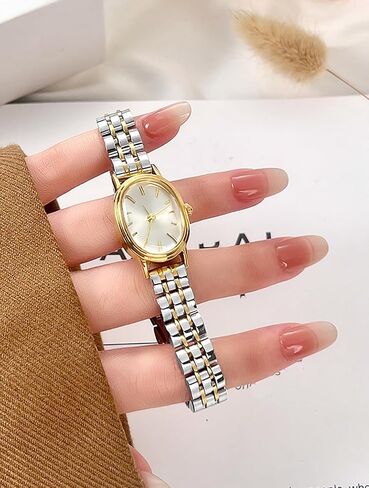 Women Small Gold Watch Watches for Oval Dial Luxur Stainless Steel Band Wrist Waterproof Quartz Watch in Kuwait