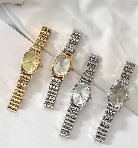 Women Small Gold Watch Watches for Oval Dial Luxur Stainless Steel Band Wrist Waterproof Quartz Watch in Saudi Arabia
