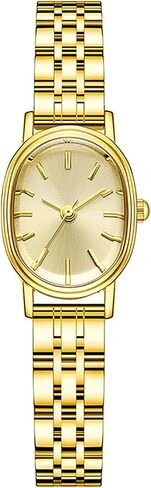 Women Small Gold Watch Watches for Oval Dial Luxur Stainless Steel Band Wrist Waterproof Quartz Watch in Saudi Arabia