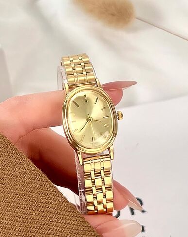 Women Small Gold Watch Watches for Oval Dial Luxur Stainless Steel Band Wrist Waterproof Quartz Watch in Saudi Arabia