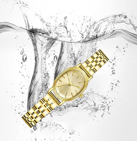 Women Small Gold Watch Watches for Oval Dial Luxur Stainless Steel Band Wrist Waterproof Quartz Watch in Saudi Arabia