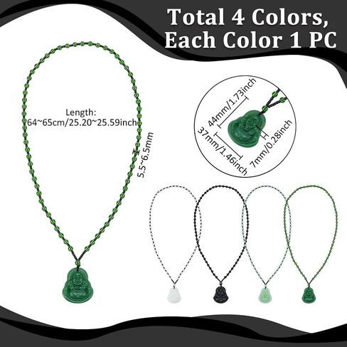 UNICRAFTALE 4Pcs 4 Colors Maitreya Buddha Pendant Necklaces Beaded Buddhist Necklaces for Men Women Laughing Buddha Guanyin Necklace Amulet Talisman Lucky Crystal Pendant Necklace in Saudi Arabia