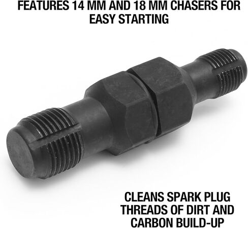 OEMTOOLS 25155 Limited Access Thread Chaser, Cleans Any Plug Hole with M14 x 1.25 Threads, Long with a Narrow Profile to Access Spark Plug Holes in Confined Spaces, 3/8 Drive in Saudi Arabia