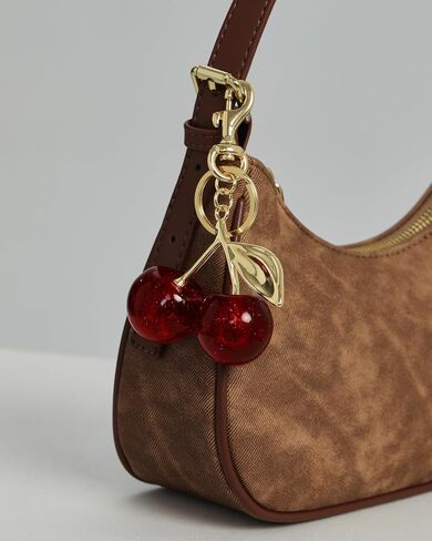PAVOI 14K Gold Plated Heart & Cherry Bag Charm for Handbags - Chunky Charm for Purse & Totes - Trendy Gold Keychain for Women in Saudi Arabia