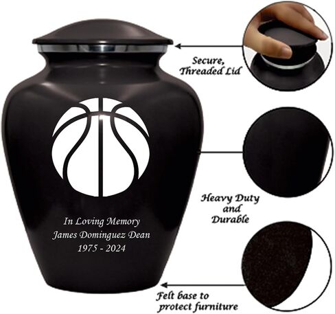 Basketball Cremation Urn, Customized Human Adult Funeral Urn for Basketball Lovers, Personalized Urn with Velvet Bag (Purple, Large) in Saudi Arabia