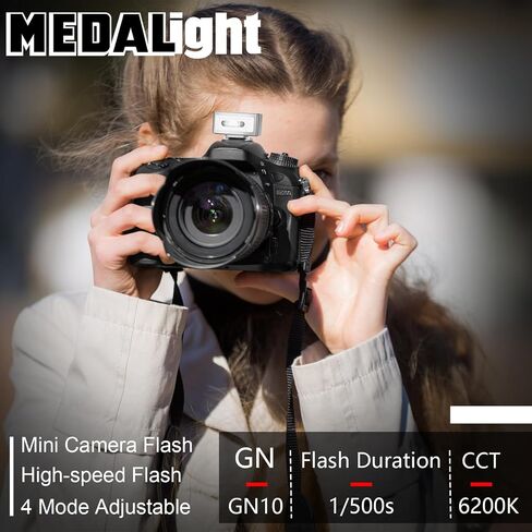 MEDALight F1 Mini Camera Flash Camera Flash Speedlite for Ricoh (GR3/GR3X,etc.) Fuji/Sony ZV1/Nikon/Canon,Digital Film Cameras,Portable Mini hot Shoe Flashlight for DSLR Cameras.(Brown Rosegold) in Saudi Arabia