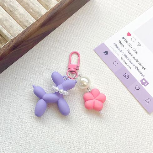 Creative Balloon Dog Keychain for Women Cute Jelly Key Ring Stylish Bag Charm Car Keys Accessory Birthday Gift for Girls in Saudi Arabia