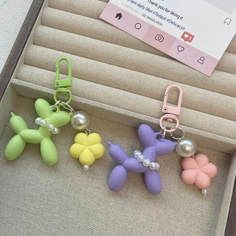 Creative Balloon Dog Keychain for Women Cute Jelly Key Ring Stylish Bag Charm Car Keys Accessory Birthday Gift for Girls in Saudi Arabia