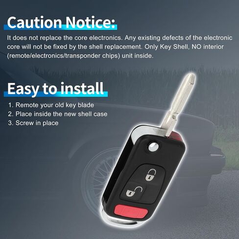 X AUTOHAUX Key Shell Case Keyless Entry Remote Key Fob Replacement Case for Mercedes-Benz ML320 1998-2003 for Mercedes-Benz ML55 for AMG 2000-2003 3 Buttons in Saudi Arabia