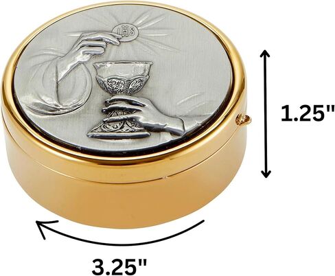 Needzo Chalice and Host Hospital PYX، حاوية ويفر محمولة، لوازم الكنيسة الكاثوليكية أثناء التنقل، 3.25 × 1.25 بوصة، المضيفين غير متضمنين in Kuwait