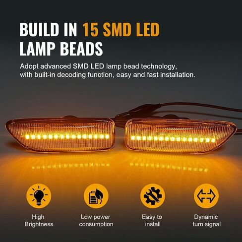 GZYF Front Fender Side Marker Lights for Volvo S60 S80 MK1 V70 MK2 XC70 XC90 Clear Lens, Amber Light in Saudi Arabia
