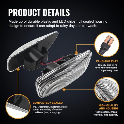 GZYF Front Fender Side Marker Lights for Volvo S60 S80 MK1 V70 MK2 XC70 XC90 Clear Lens, Amber Light in Saudi Arabia