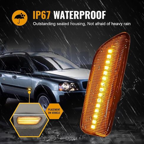 GZYF Front Fender Side Marker Lights for Volvo S60 S80 MK1 V70 MK2 XC70 XC90 Clear Lens, Amber Light in Saudi Arabia