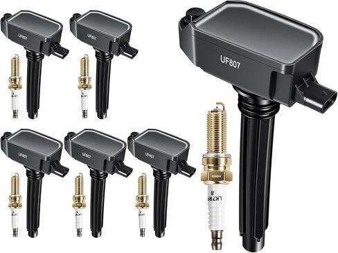 Set of 6 UF807 Ignition Coil Pack and Iridium Spark Plugs Compatible with Chrysler Pacifica, Dodge Durango, Jeep Grand Cherokee Wrangler, Ram 1500 V6 3.6L 2016–2019 in Saudi Arabia