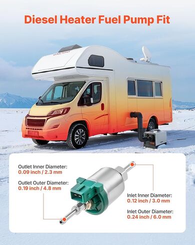 VEVOR Diesel Heater Fuel Pump Fit, 12V DC Car Air Heater Diesel Fuel Dosing Pump, 22ML Aluminum Air Diesels Parking Heaters Pumps Fits for 2KW 5KW 8KW Diesels Heaters, Quiet Design, Pulse Technology in Saudi Arabia