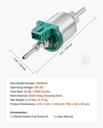 VEVOR Diesel Heater Fuel Pump Fit, 12V DC Car Air Heater Diesel Fuel Dosing Pump, 22ML Aluminum Air Diesels Parking Heaters Pumps Fits for 2KW 5KW 8KW Diesels Heaters, Quiet Design, Pulse Technology in Saudi Arabia