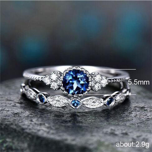 Silver Color 2Pcs Rings for Women Shiny Round Zirconia Jewelry for Engagement Party in Saudi Arabia