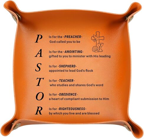 Pastor Appreciation Gifts Leather Tray, Desktop Storage Organizer Leather Tray Key Holder for Pastor, Appreciation Day, Baptism, Birthday, Christmas, Thanskgiving Fall Gifts for Men of God (pastor 1) in Saudi Arabia