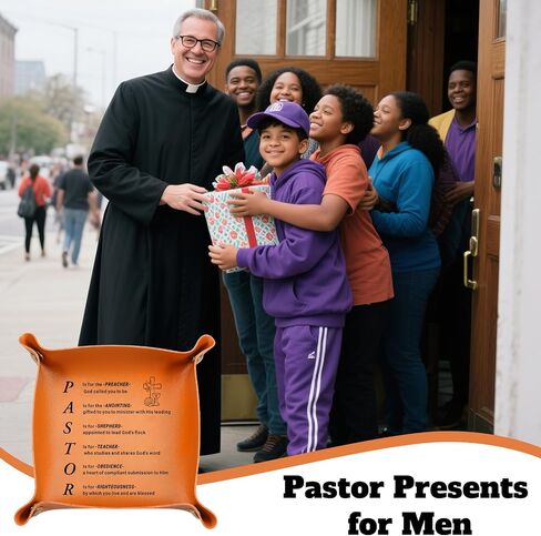 Pastor Appreciation Gifts Leather Tray, Desktop Storage Organizer Leather Tray Key Holder for Pastor, Appreciation Day, Baptism, Birthday, Christmas, Thanskgiving Fall Gifts for Men of God (pastor 1) in Saudi Arabia