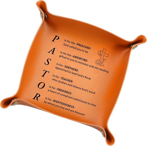 Pastor Appreciation Gifts Leather Tray, Desktop Storage Organizer Leather Tray Key Holder for Pastor, Appreciation Day, Baptism, Birthday, Christmas, Thanskgiving Fall Gifts for Men of God (pastor 1) in Saudi Arabia