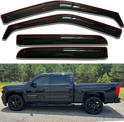 عاكسات النوافذ داخل القناة لسيارة Dodge RAM 1500 2500 3500 Crew & Mega Cab 2009-2018، واقيات النوافذ الواقية من المطر لشاحنات السيارات، عاكس فتحات تهوية الشمس، ملحقات الشاحنات in Saudi Arabia
