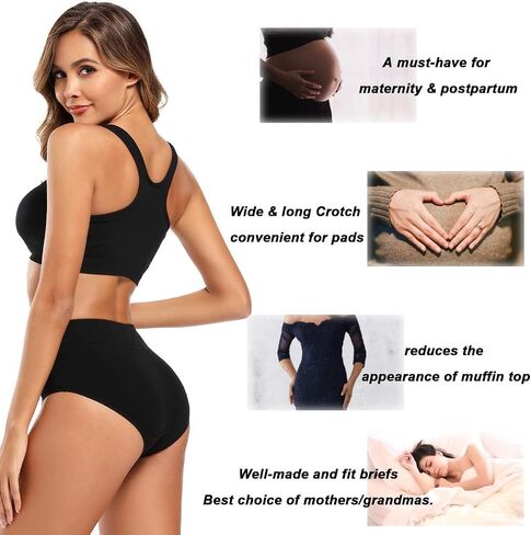 Women's Cotton Underwear High Waisted Brief Full Coverage Ladies Panties Moisture Wicking 4 Pack Regular and Plus Size in Saudi Arabia