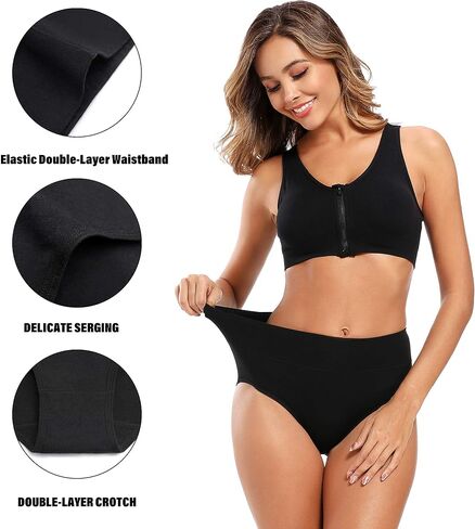 Women's Cotton Underwear High Waisted Brief Full Coverage Ladies Panties Moisture Wicking 4 Pack Regular and Plus Size in Saudi Arabia