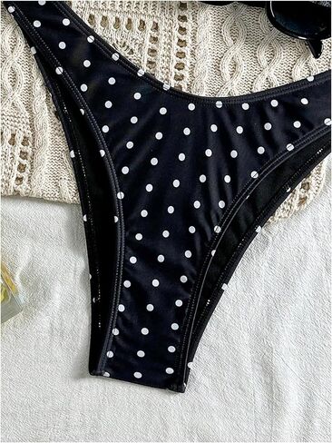 WDIRARA Women's Polka Dots Bandeau Bikini Set Strapless High Cut Swimsuit 2 Piece Bathing Suit in Saudi Arabia