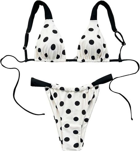 WDIRARA Women's 2 Piece Polka Dots Brazilian Bikini Set Triangle Thong Swimsuit Bathing Suit in Saudi Arabia