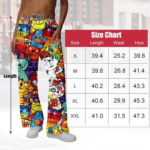 Women Pants Cartoon Animal Print Wide Leg High Waist Elastic Waistband Casual Trousers Relaxed Fit Streetwear Daily Outfits in Saudi Arabia