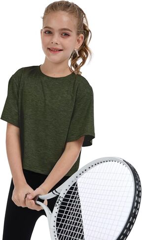 Girls Short Sleeve Crop Tops Kids Fashion Oversized Cute Crew Neck Cropped Athletic T Shirts Trendy Boxy Tee in Kuwait