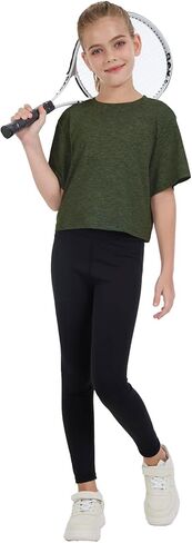 Girls Short Sleeve Crop Tops Kids Fashion Oversized Cute Crew Neck Cropped Athletic T Shirts Trendy Boxy Tee in Kuwait