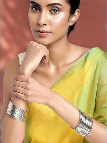 Aheli Stylish Indian Silver Bangle Set Ethnic Traditional Bollywood Fashion Wedding Jewelry Gift for Women (2.8 Inch) in Saudi Arabia
