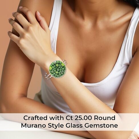 Murano Style Glass Charm Bracelet Cuff - Bangle Bracelets for Women Glass Jewelry Trendy Colorful Daisy Flower Stainless Steel Fun Unique Birthday Gifts for Women Birthday Anniversary 6.5 - 7.5" in Saudi Arabia